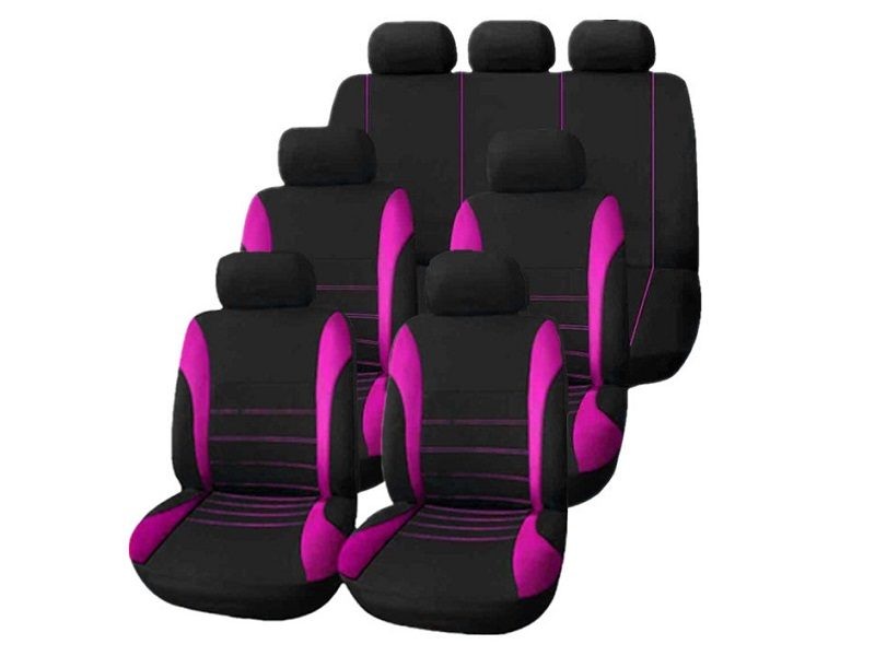 Black/Pink 13P Auto Seat Covers Car Truck SUV Van Universal Protectors Polyester