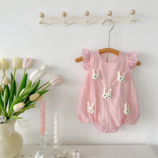 Infant Rompers Flounced Sleeve Triangle Rompers