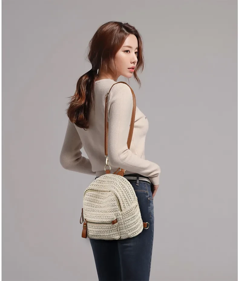 Straw backpack woven backpack
