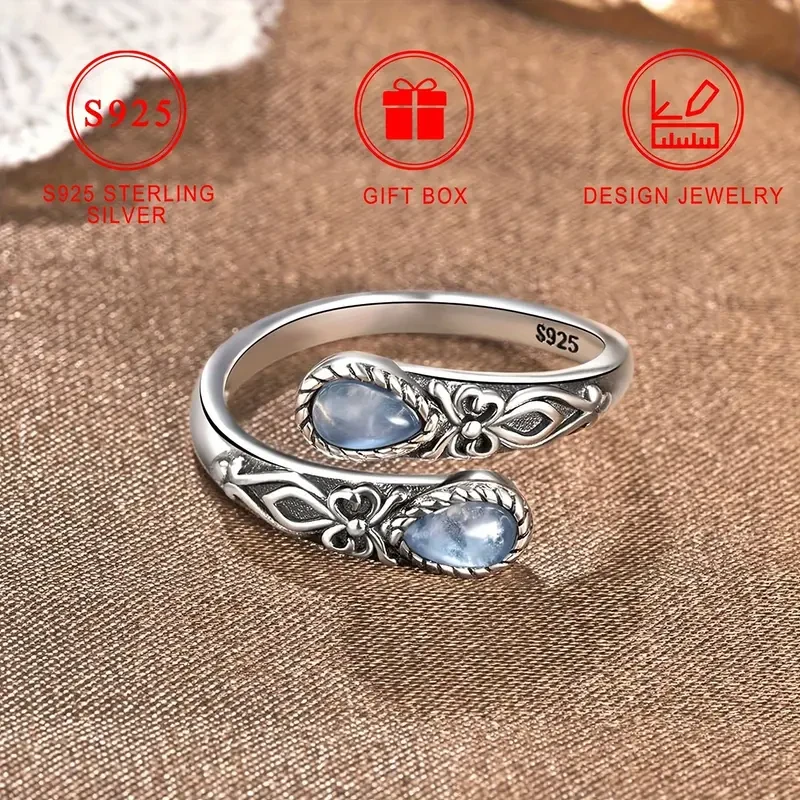 Sterling Silver Moonstone Spoon Ring