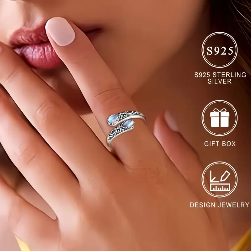 Sterling Silver Moonstone Spoon Ring