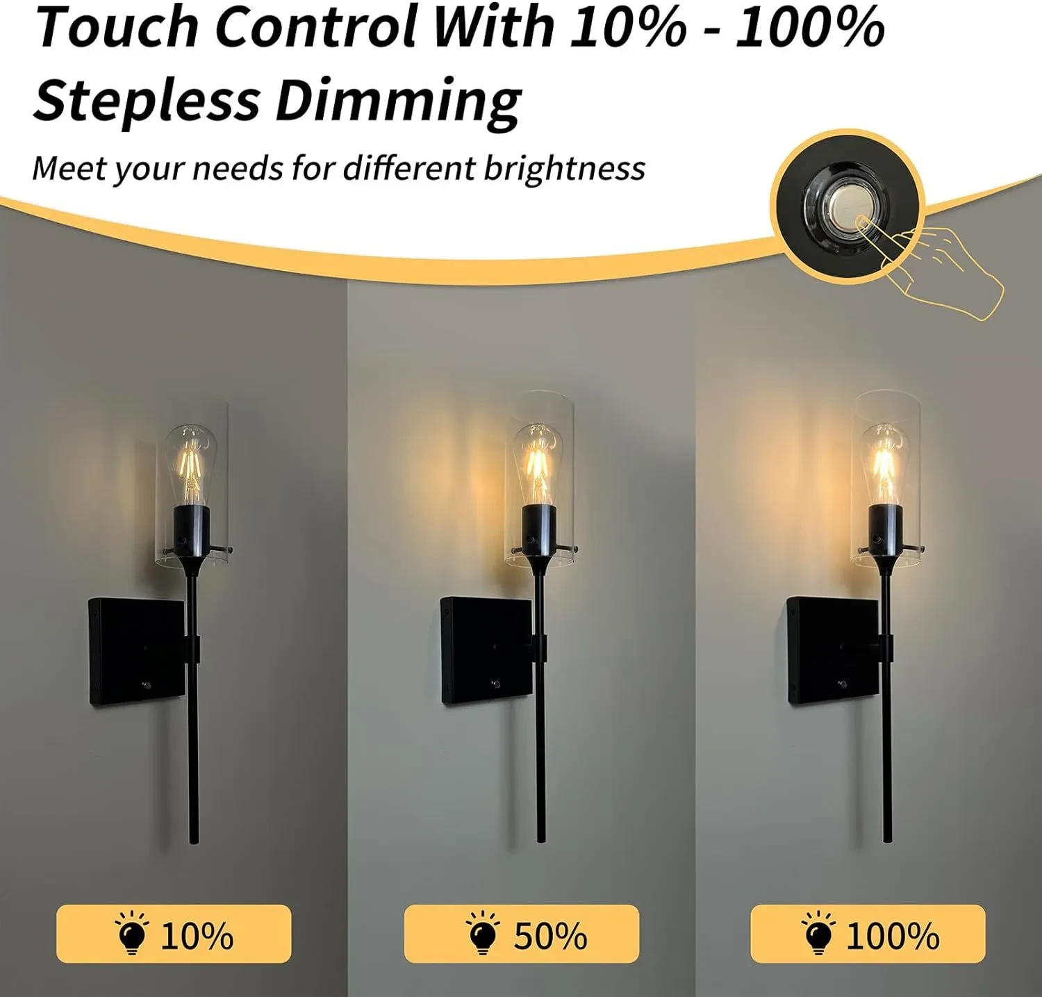Dimmable Rechargeable Living Room Wall Light Without Wiring