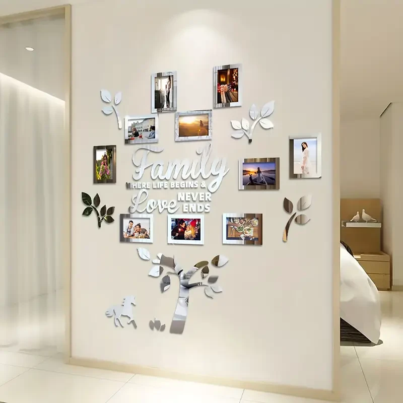 DIY Photo Frame Selfie Gallery Collage With Hanging Template And Wall Mounting Design, Home Tree