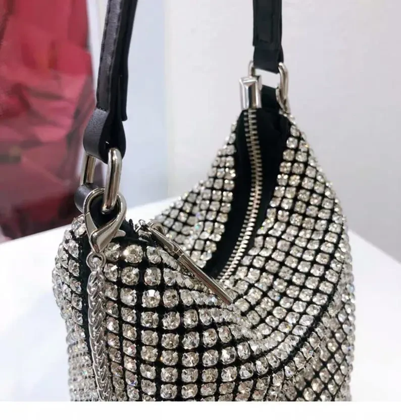 Rhinestone Bucket Bag Shoulder Diagonal Bag Ladies Clutch