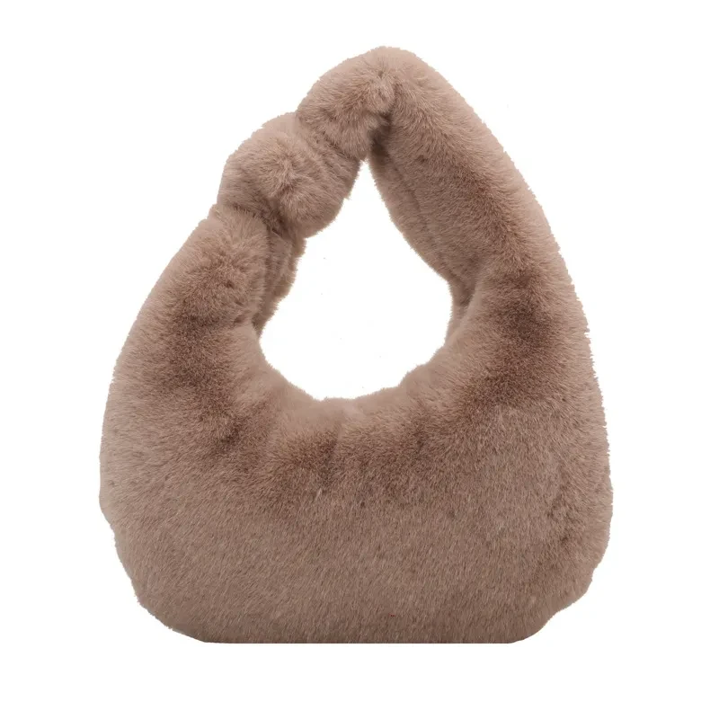 Hand-carrying Plush Tote Solid Color Single-shoulder Bag