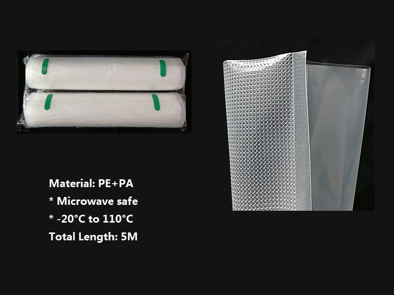 (2 Rolls) *5m Kitchen Food Textured Vacuum Sealer Bags Storage Saver Bags