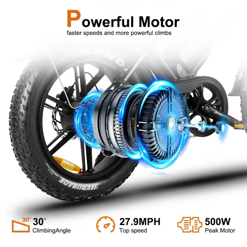 ZYLOYTY V20 Pro Electric Bike - 50.8cm Tire, 500W Rear Motor, Cruiser Style with Removable Rear Seat & Front Shelf, Hydraulic Brakes, Dual Shock Absorption, 15.6AH Battery for 45-50KM Range