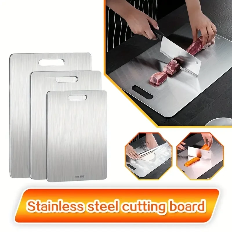 Premium 316 Stainless Steel Double-Sided Cutting Board - Thick, Durable Kitchen Chopping Block for Food Prep & Dough Kneading