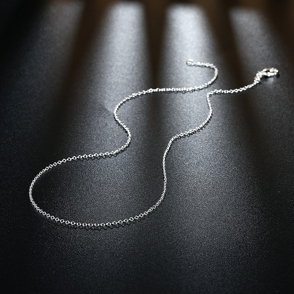 925 Sterling Silver Charms 1MM Circle Chain Necklace