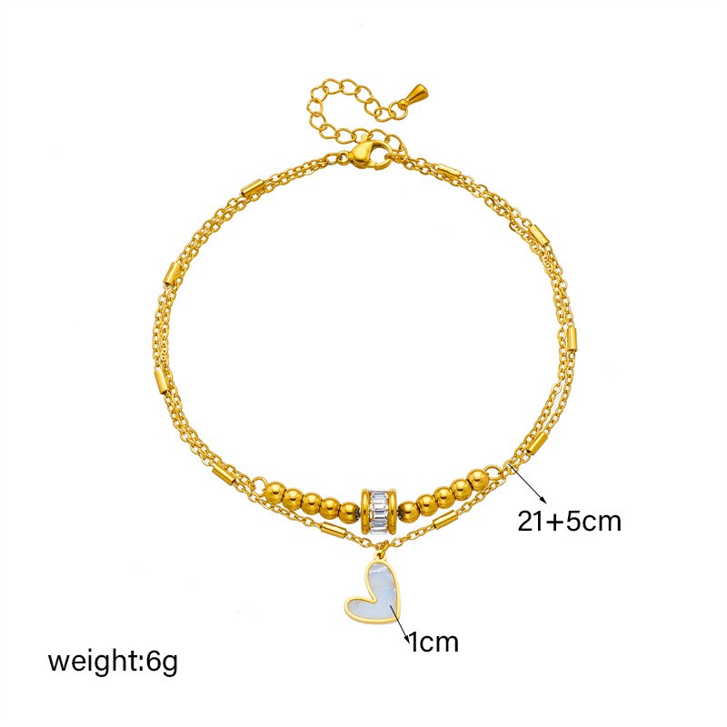Golden Heartbeat Dual Chain Anklet