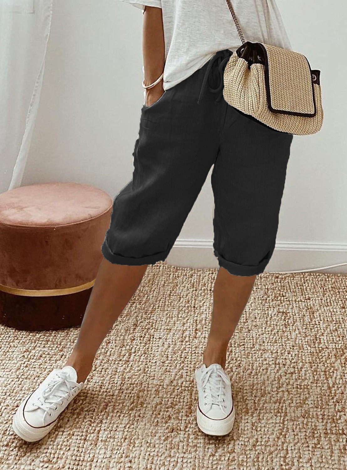 Women's Pocket Cotton Linen Pants