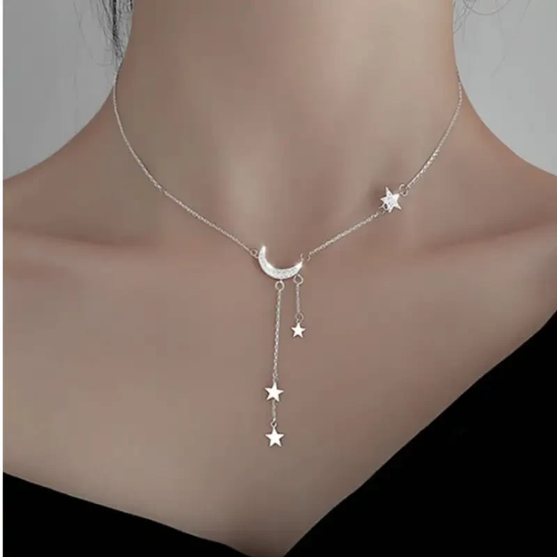 Elegant Tassel Star Moon Necklace Minimalist Style, Fashion Necklace for Women, Perfect Birthday Gifts, New Year, Valentine's Day Gifts, Eid al-Fitr, Ramadan
