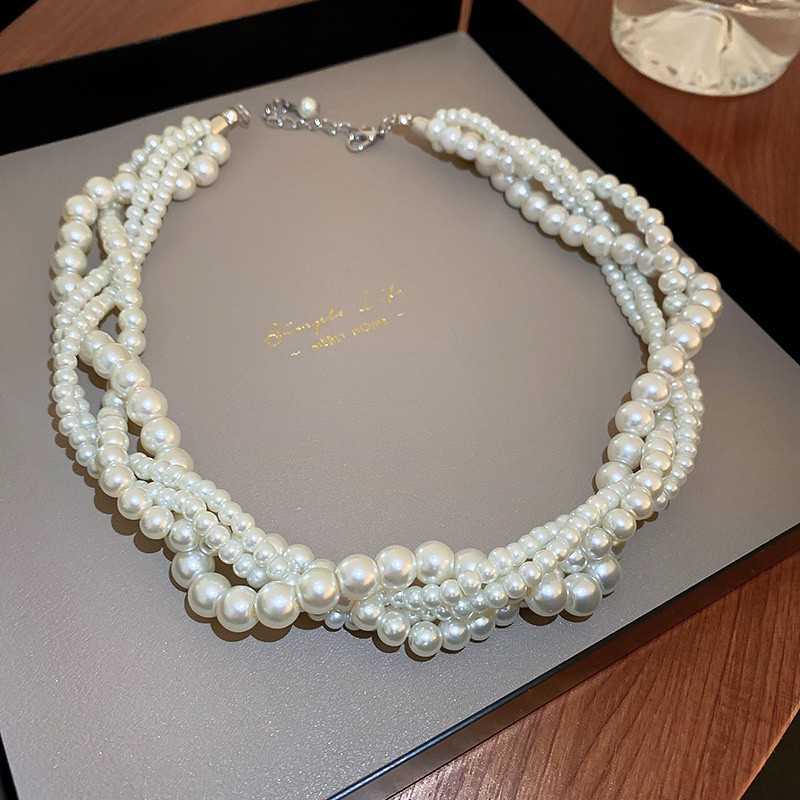 FYUAN Korean Style Twining Pearl Choker Necklace