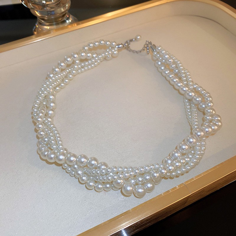 FYUAN Korean Style Twining Pearl Choker Necklace