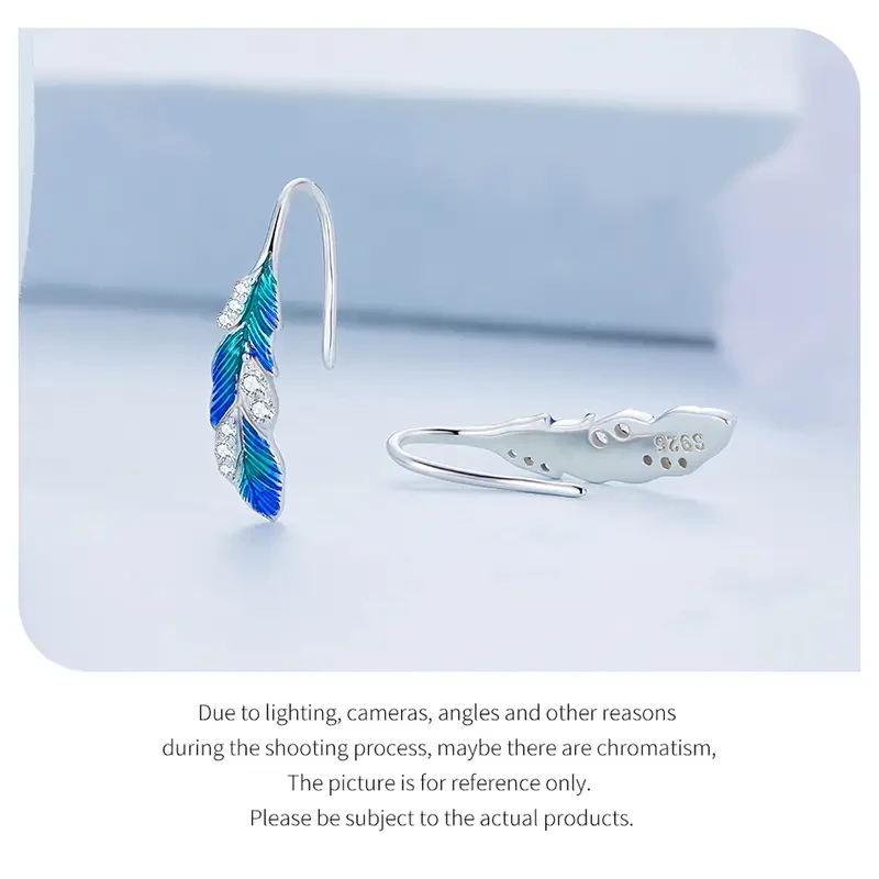 Sterling Silver Exquisite Feather Dangle Earrings - Elegant, Delicate, Cute Style, Hypoallergenic, Nickel-Free