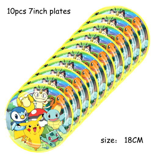 Pokemon Birthday Party Decoration Supplies Pikachu Squirtle Charmander Foil Balloon POKEMON GO Tableware Pikachu Baby Shower Dec