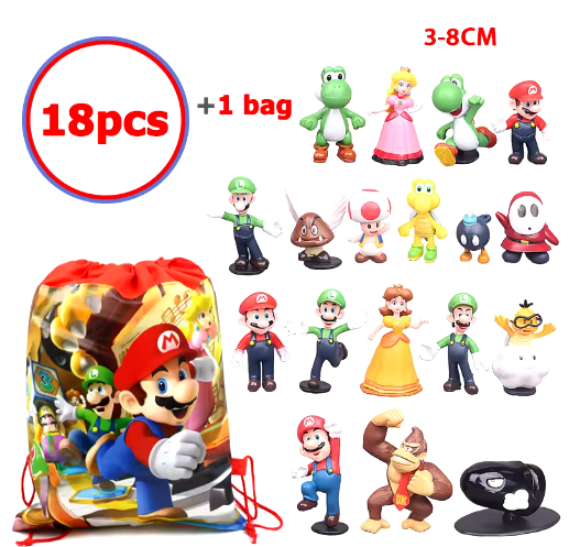 12-48pcs Super Mario Bros Action Figures Toys Set Kawaii PVC Anime Model Dolls With Storage Bag For Children Toys Gifts