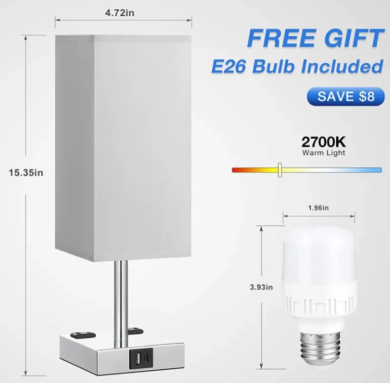 Fabric Table Lamp Touch Dimming