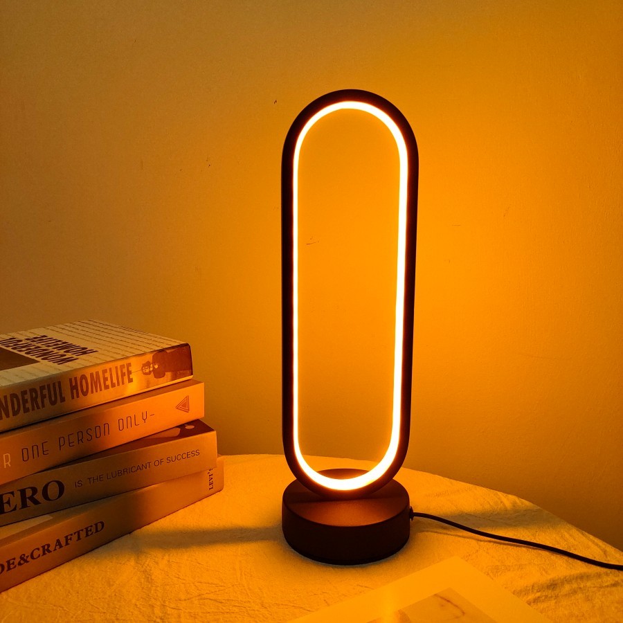 1PC Ring LED Bedside Lamp - Three-Color Dimming Night Light for Bedroom and Living Room