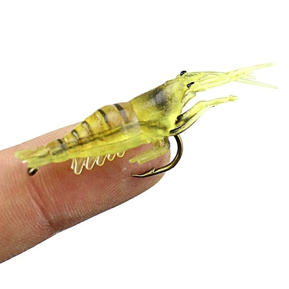 Yellow Stripe Luminous Soft Shrimp With Hook