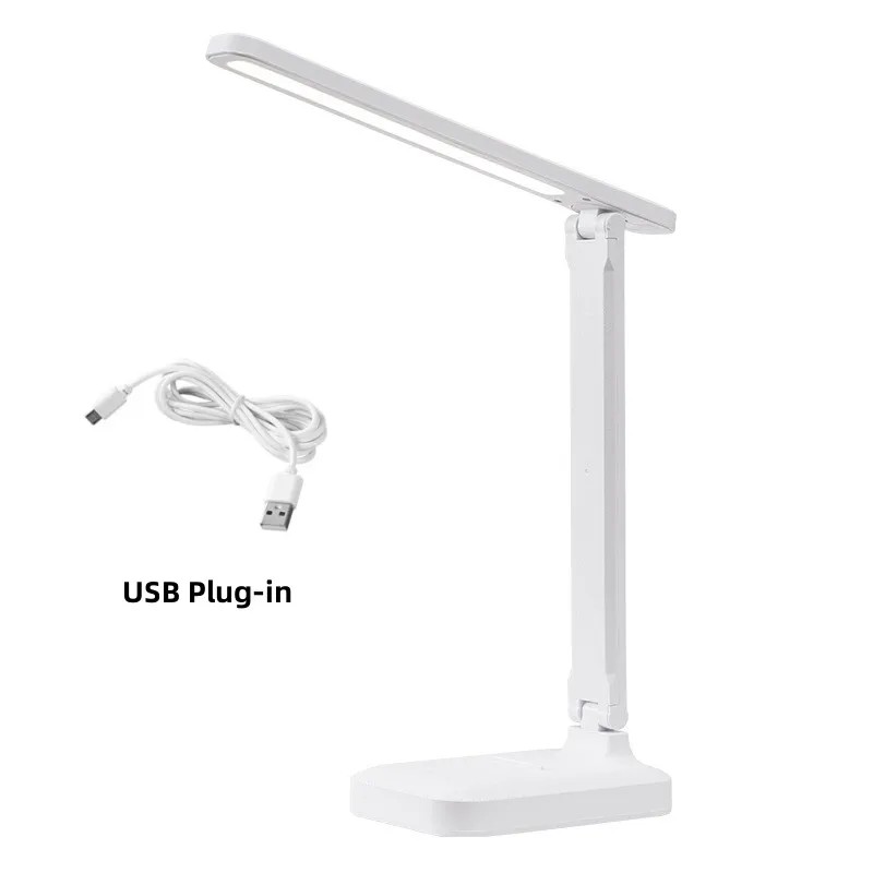 Folding Table Lamp - Eye Protection, 3 Color Dimmable Touch LED Lamp, 360 Flexible Desk Light, Bedside Reading Lamp, USB Rechargeable