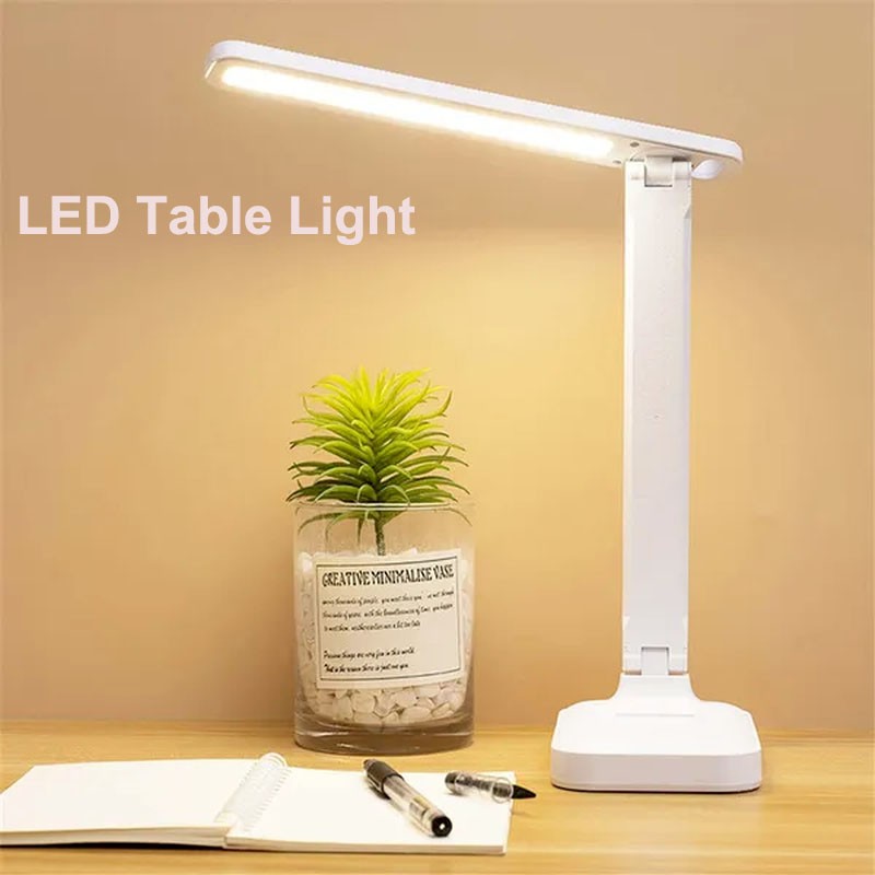 Folding Table Lamp - Eye Protection, 3 Color Dimmable Touch LED Lamp, 360 Flexible Desk Light, Bedside Reading Lamp, USB Rechargeable