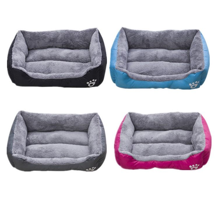 Calming Dog Bed Warming Washable Oxford with Soft Cotton and Coral Fleece BLACK