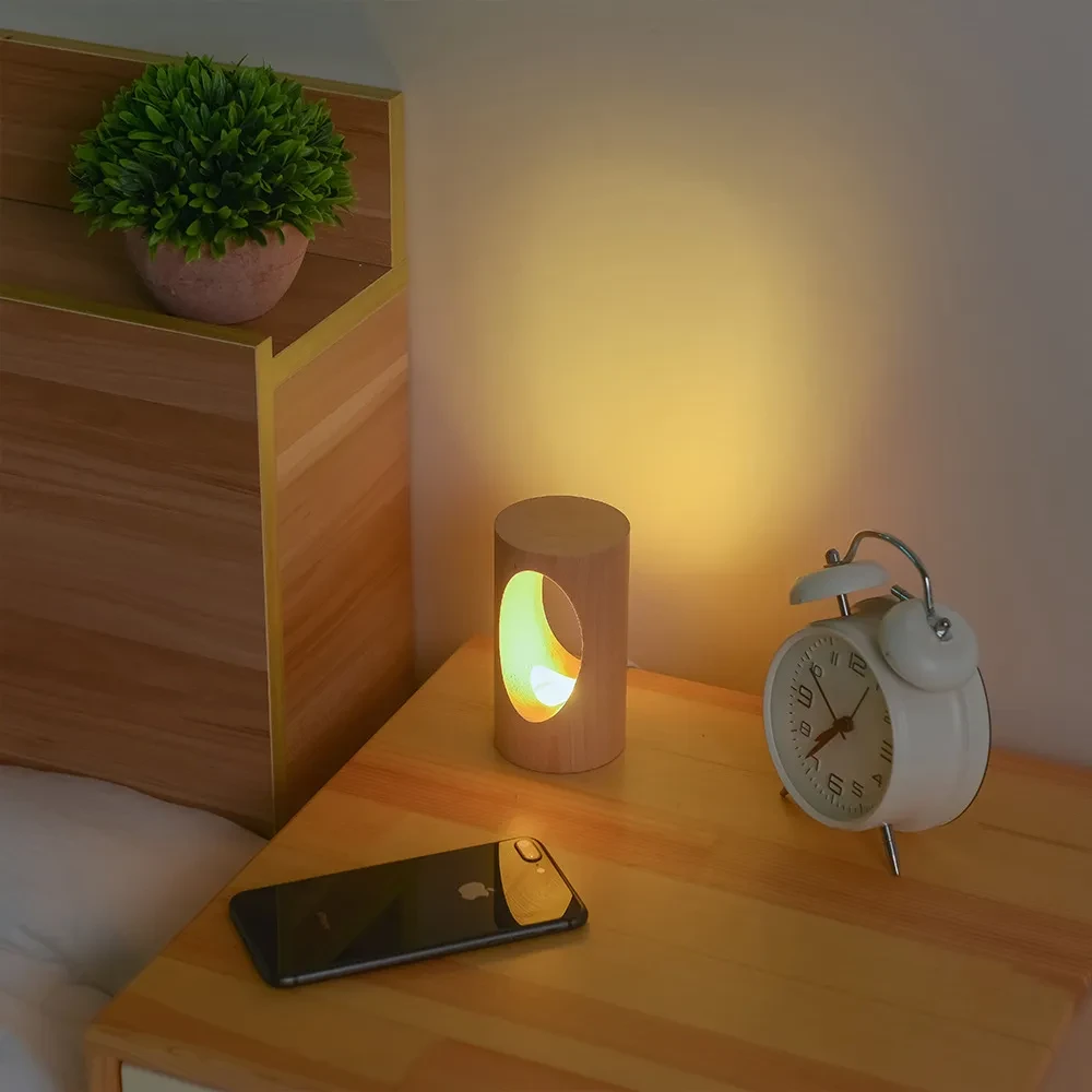 Solid in wood LED reading lamp
