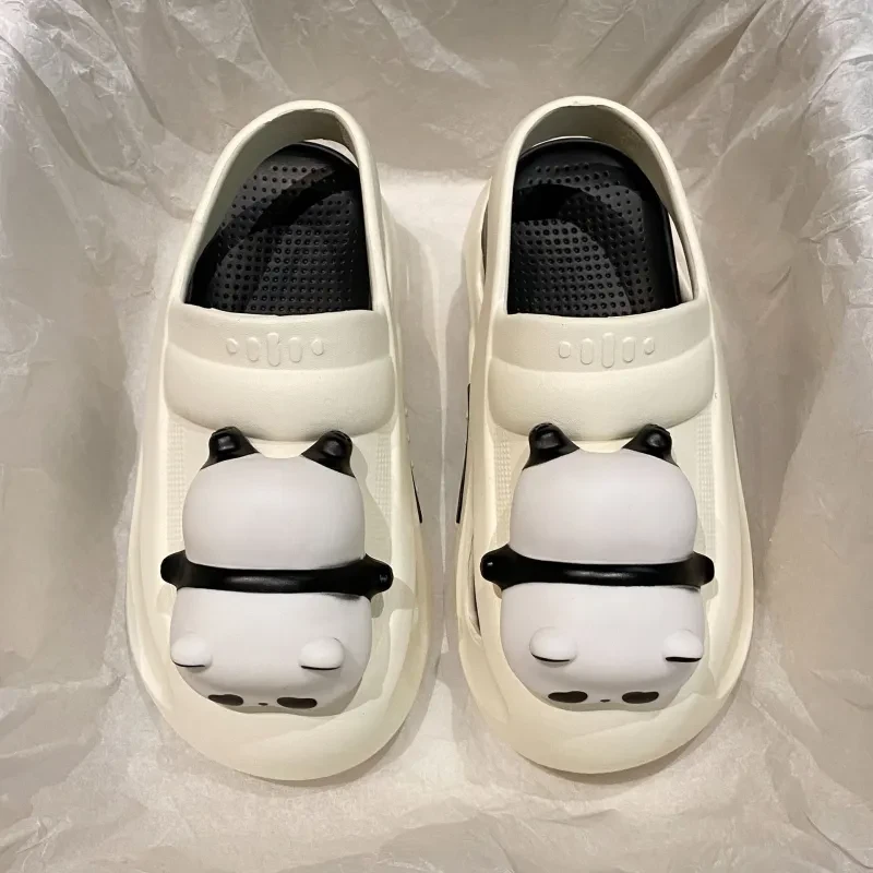 Cute Slipper With Panda Lamp Summer Sandales