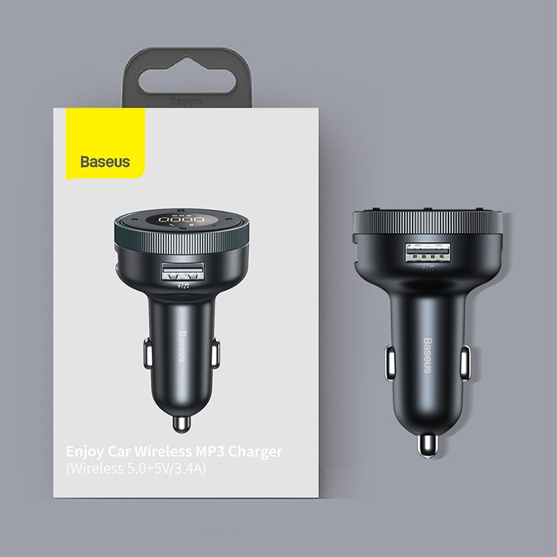 Baseus FM Transmitter Modulator Bluetooth 5.0 Car Kit with USB Fast Charging