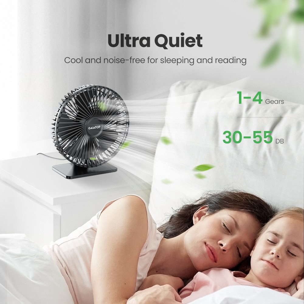 GAIATOP Desk Fan Portable USB Fan with 4 Speeds and Ultra-Quiet Cooling