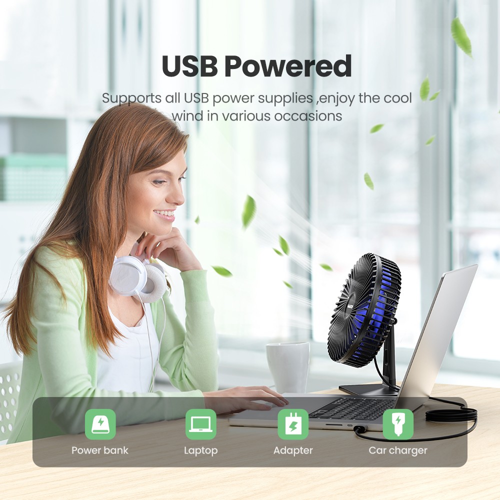 GAIATOP Desk Fan Portable USB Fan with 4 Speeds and Ultra-Quiet Cooling