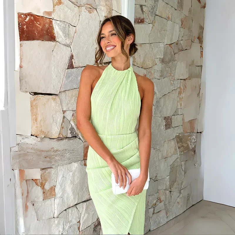 Halter Split Backless Summer Dress