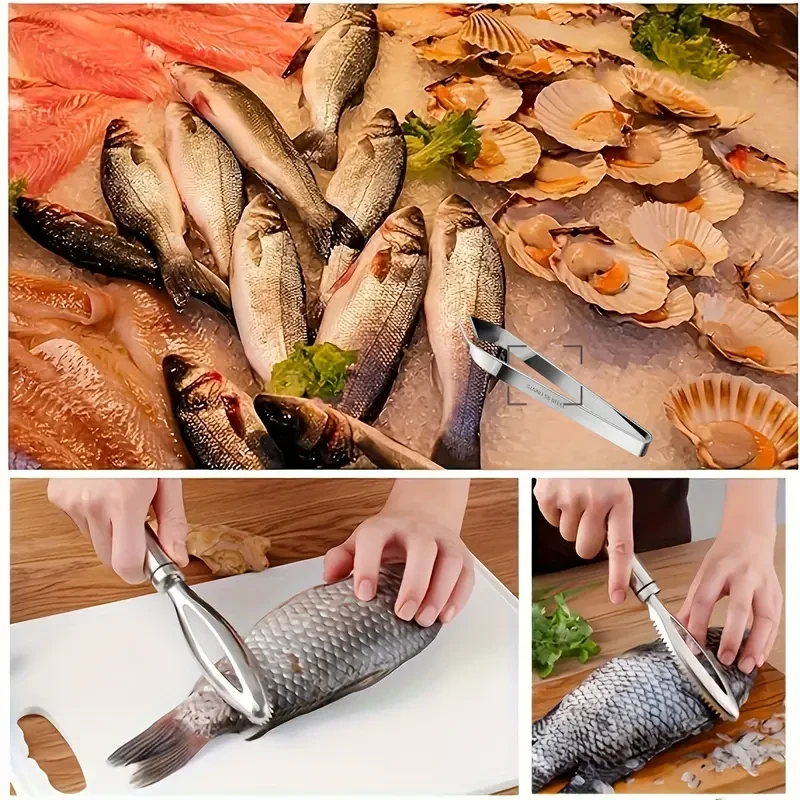 Stainless Steel Seafood Preparation Set Fish Scale Scraper and Fish Bone Tweezers