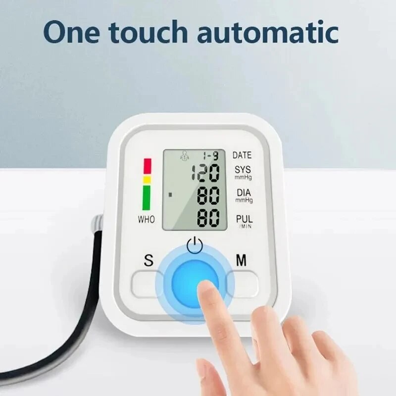 Medical Digital Arm Blood Pressure Monitor - Automatic Tensiometer & Heart Rate Pulse Meter