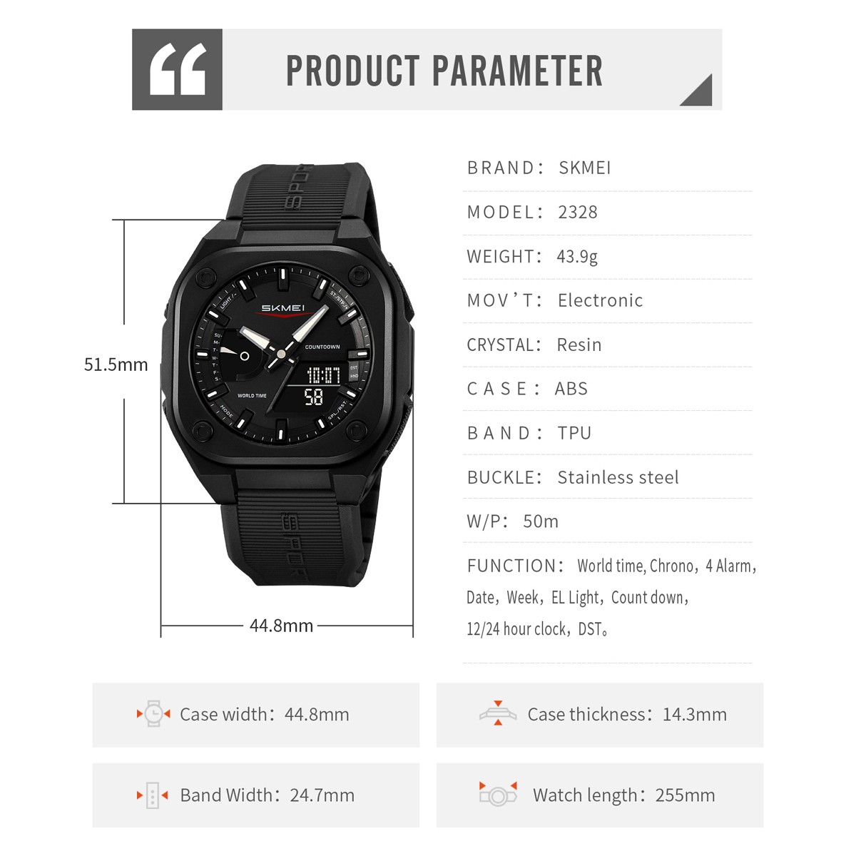 SKMEI Business Digital Electronic Watch