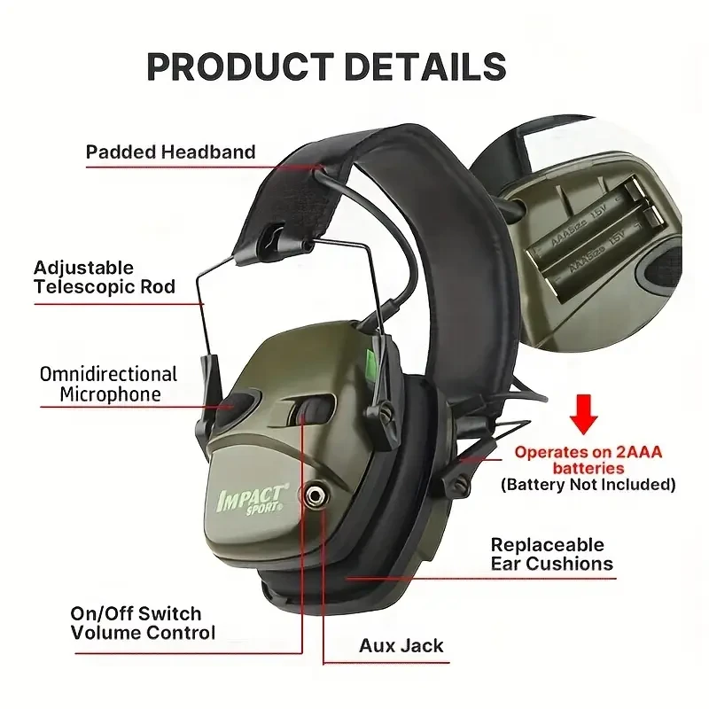 Ultra-Thin Folding Earmuffs with Sound-Activated Noise Cancellation & Gel Padding - Battery Not Included