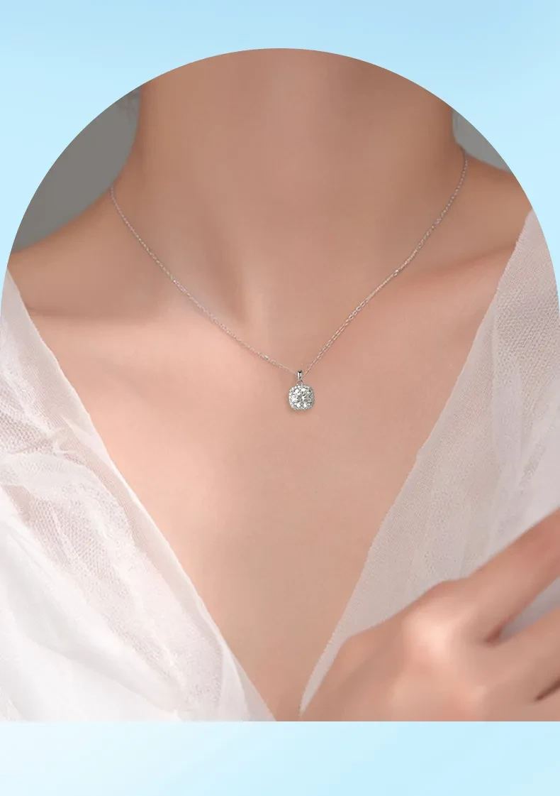 S925 Sterling Silver 1 Karat Happiness Necklace Women's Clavicle Chain