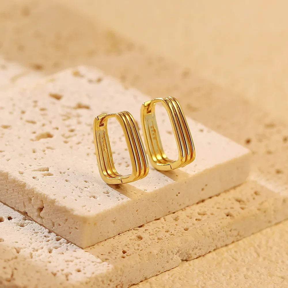 Silver Geometric Delicate Earrings Women