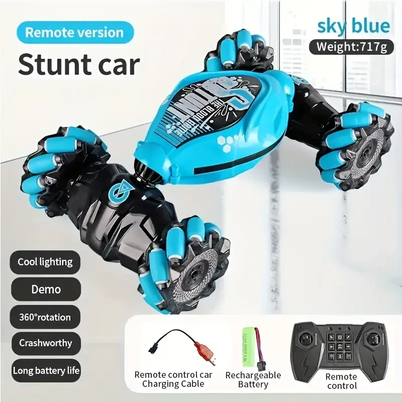 TurboDrift 4WD Gesture Controlled RC Car  Dual-Side Rotating Off-Road Vehicle with LED Lights & Music