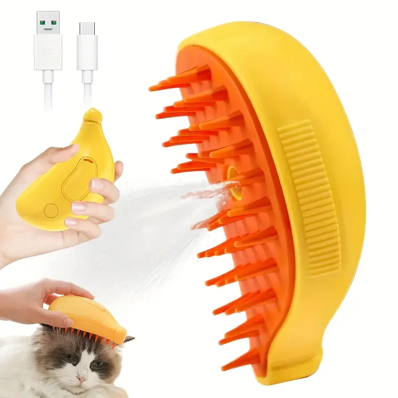 Self-Cleaning Steam Cat Brush  Pet Hair Removal Comb for Cats and Dogs