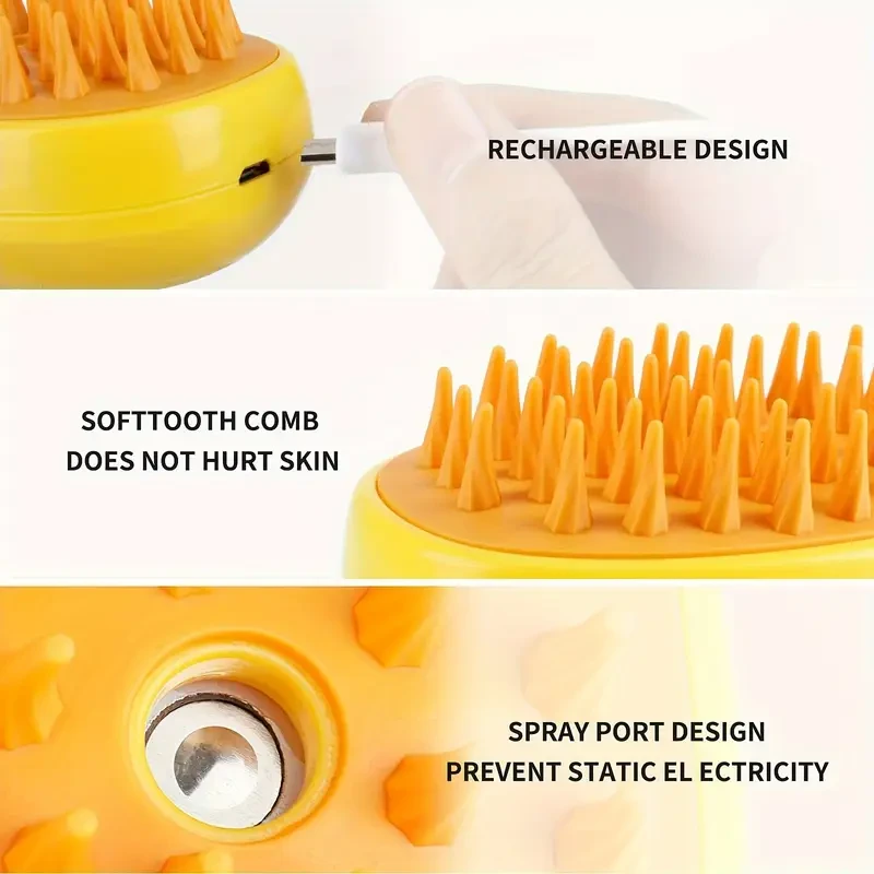 Self-Cleaning Steam Cat Brush  Pet Hair Removal Comb for Cats and Dogs