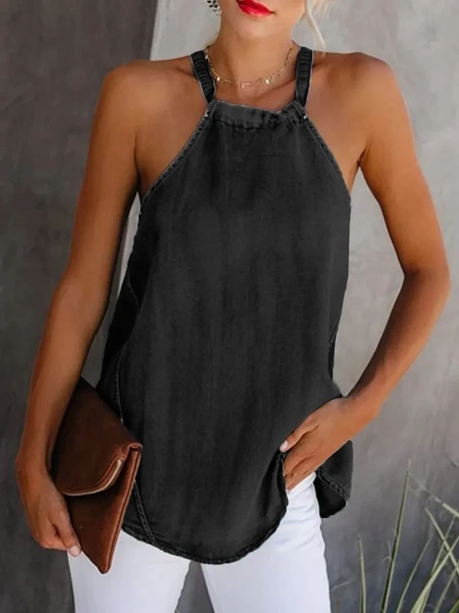 Spring And Summer New Independent Station Amazon Wish European And American Cross-Border Women's Tie-Dye Straps Sleeveless Small Sling Women