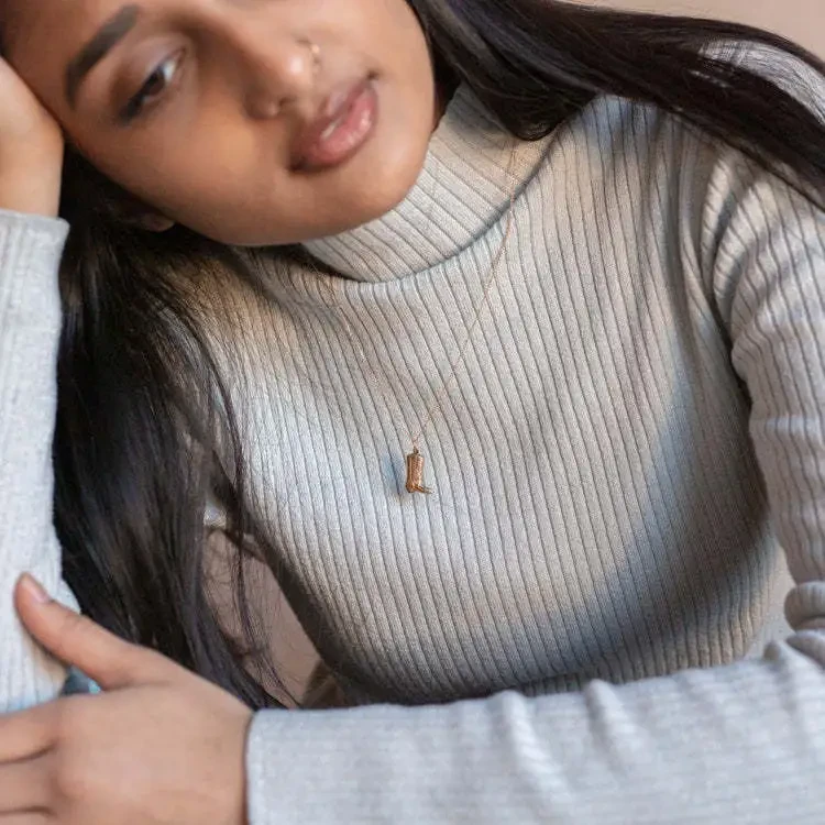 Stainless Steel Denim Boots Pendant Necklace