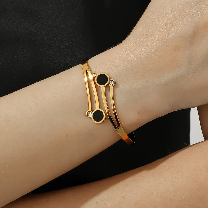 Stainless Steel Round Shell Buckle Bracelet Bangle