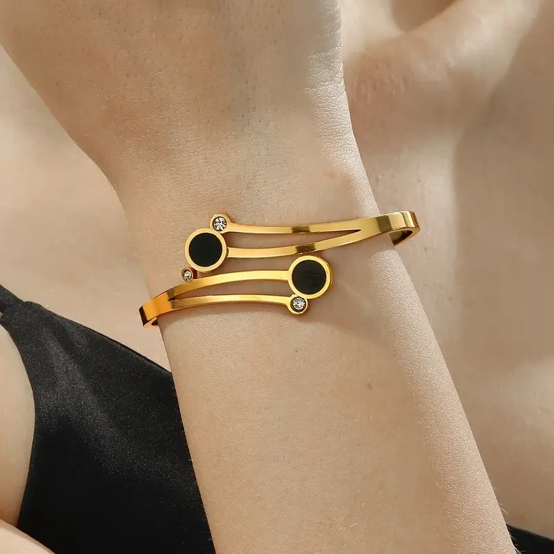 Stainless Steel Round Shell Buckle Bracelet Bangle