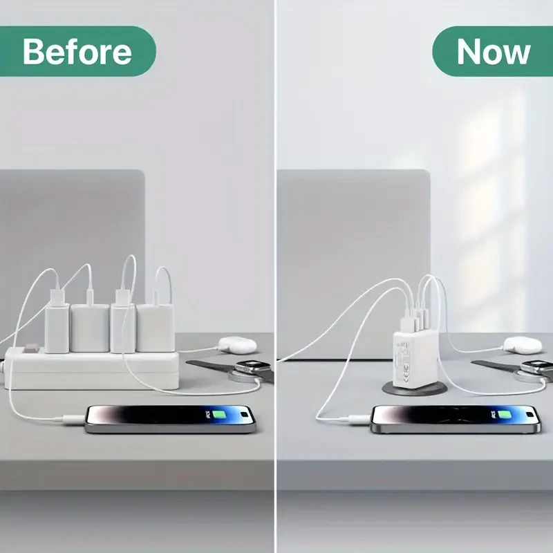 55W 4-Port Fast Charging GaN Power Adapter