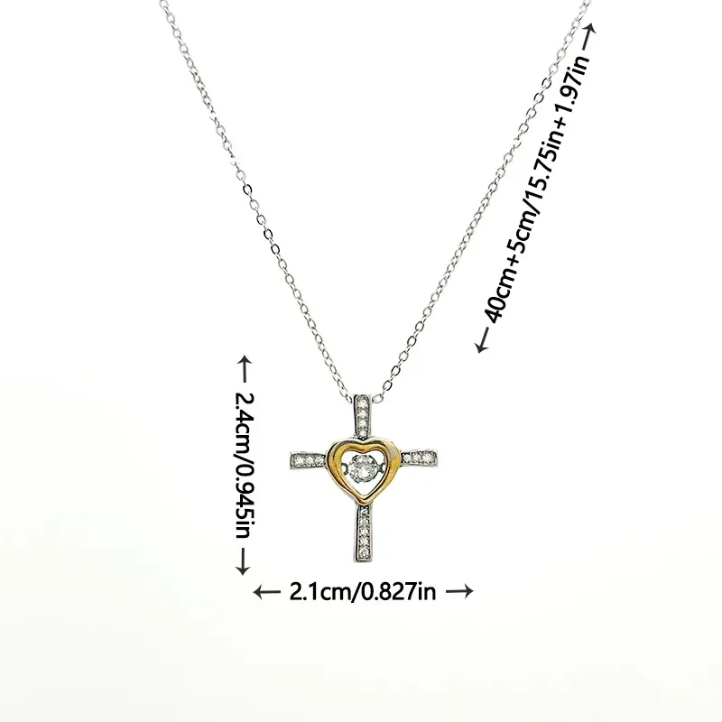 Cross Pendant Necklace Two-color Love