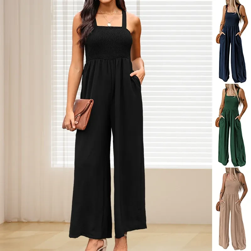 Summer Square Neck High Waist Jumpsuit