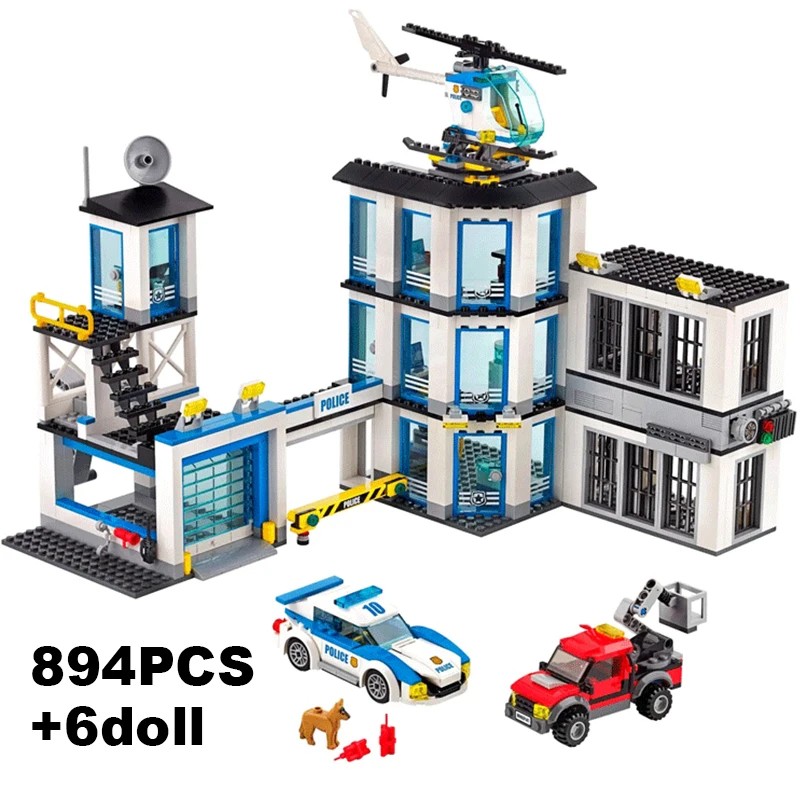 City Police Station Guard Building Blocks 60141 Helicopter, Car, SWAT Prison, Figures, Bricks Educational